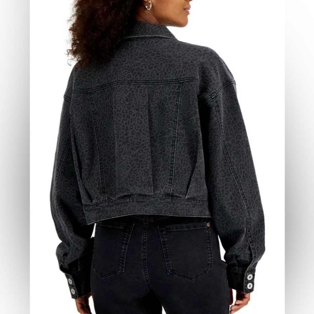 NWT. INC Trucker Crop Jean Jacket. XL. Black&Gray R$90. P2P 25”. Length 21.5”. - Picture 3 of 7